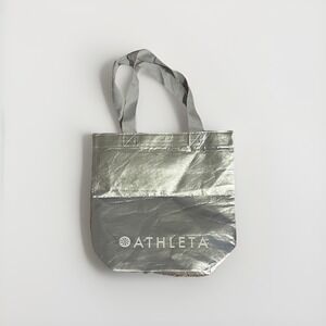 Athleta Girls Metallic Silver Reusable Shopping Tote Bag